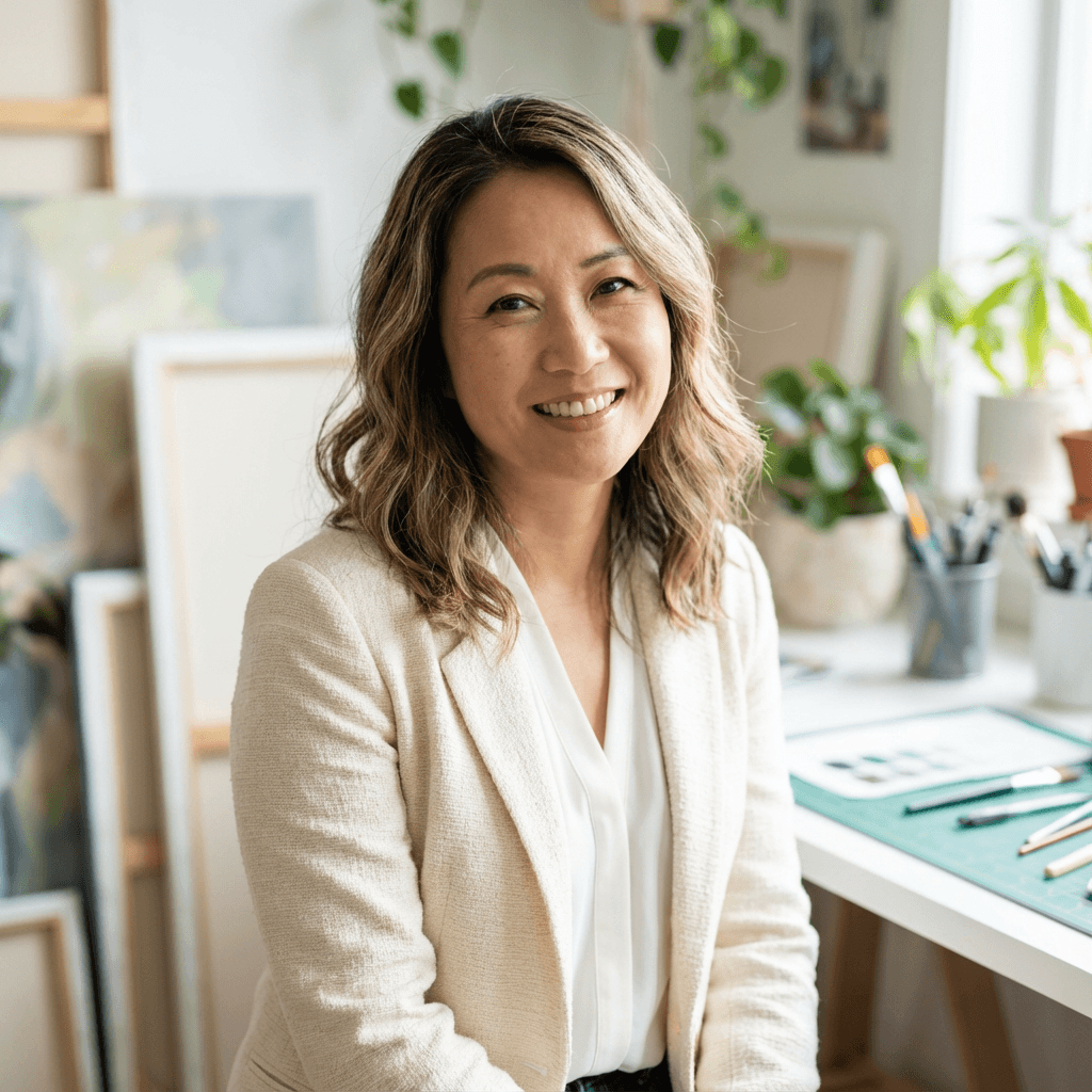 Woman reflecting softly in a quiet therapy session